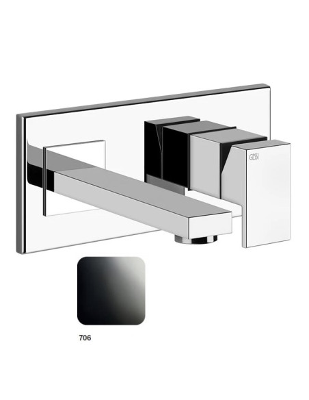 Miscelatore Gessi a parete con bocca personalizzabile serie Rettangolo parte esterna cod.44834 incasso cod.44697 - Kallea