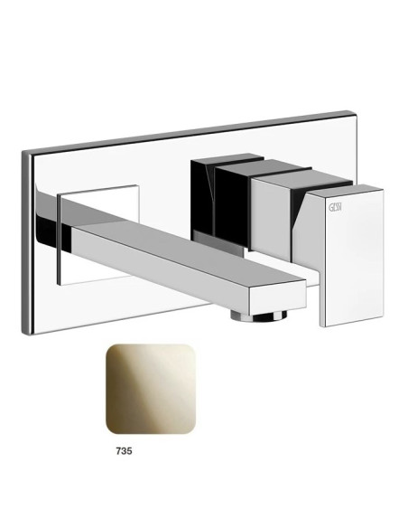 Miscelatore Gessi a parete con bocca personalizzabile serie Rettangolo parte esterna cod.44834 incasso cod.44697 - Kallea