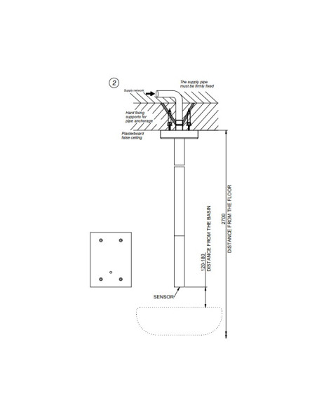 Bocca soffitto Gessi elettronica Serie Rettangolo cod.20024 parte est. cod.44679 parte inc. con regolazione di temperatura so...