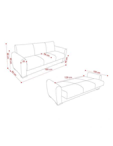 Divano letto 2 posti rosso Dome - Kallea