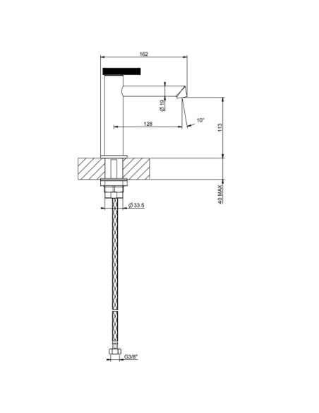 Miscelatore lavabo Gessi serie Anello cod.63302 senza scarico con flessibili di collegamento - Kallea