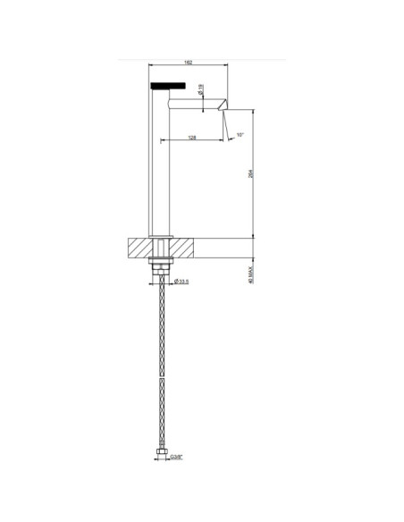 Miscelatore Lavabo alto Gessi serie Anello bocca corta cod.63304 senza scarico con flessibili di collegamento - Kallea