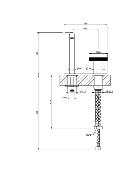 Miscelatore Lavabo Gessi serie Anello cod.63315 con flessibile di collegamento - Kallea