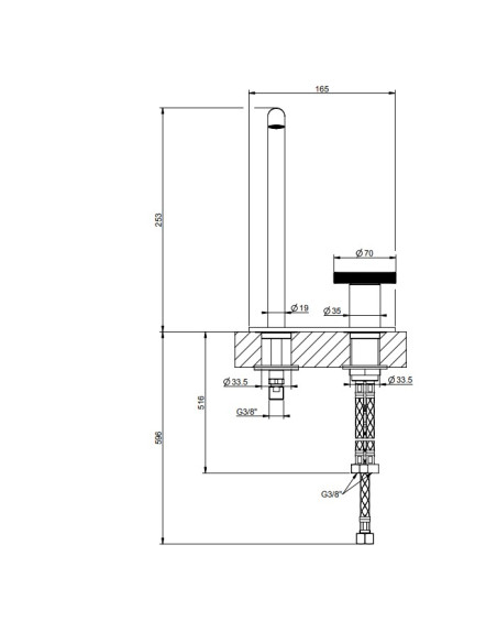 Miscelatore Lavabo alto Gessi serie Anello bocca lunga cod.63316 con flessibile di collegamento - Kallea