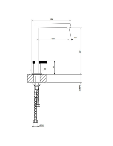 Miscelatore Lavabo alto Gessi serie Anello bocca lunga cod.63316 con flessibile di collegamento - Kallea