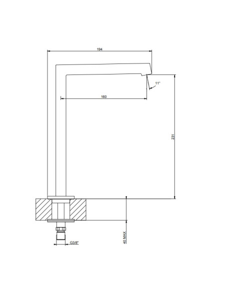 Bocca Lavabo alto Gessi serie Anello cod.63323 da completare con comando remoto - Kallea