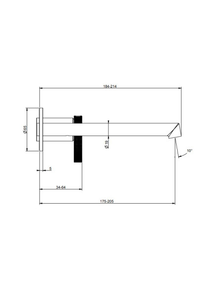 Miscelatore a parete gessi serie Anello bocca lunga cod.63383 esterna cod.63397 incasso - Kallea