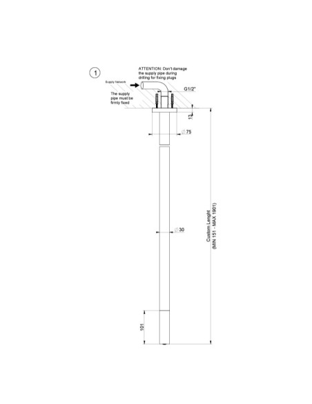 Bocca Lavabo soffitto lunghezza personalizzabile Gessi a parete serie Anello cod.63499 - Kallea