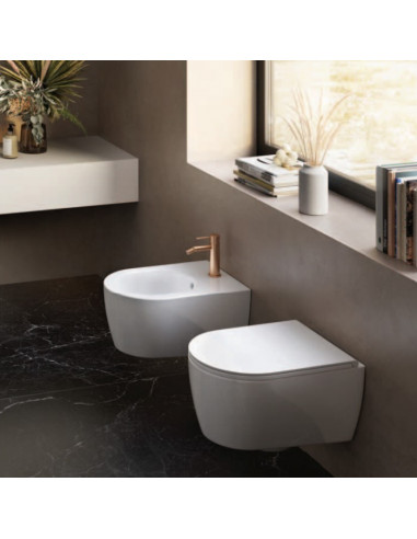 Sanitari Sospesi Hatria Serie Fusion Compact Cm Rimless Senza Brida Sedile Rallentato Bianco