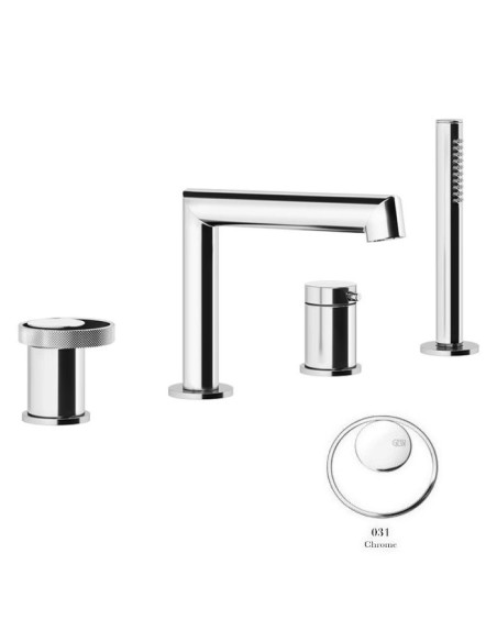 Gruppo Vasca Gessi serie Anello 4 fori cod.63337 deviatore flessibile 1,50 m e doccetta anticalcare - Kallea