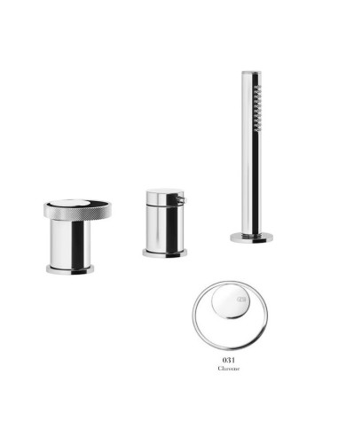 Gruppo Vasca Gessi serie Anello 3 fori cod.63347 deviatore flessibile 1,50 m e doccetta anticalcare - Kallea