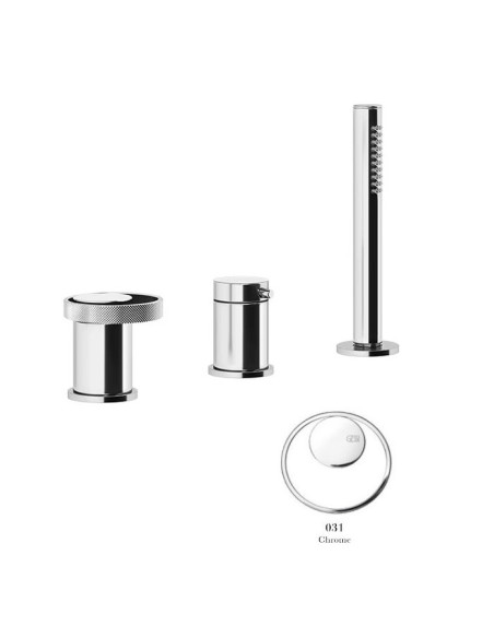 Gruppo Vasca Gessi serie Anello 3 fori cod.63347 deviatore flessibile 1,50 m e doccetta anticalcare - Kallea