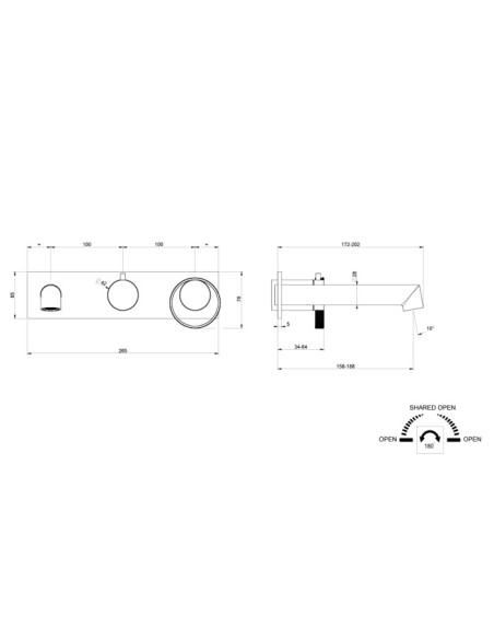 Miscelatore a parete vasca Gessi serie Anello cod.63341-54139 con parte incasso 2 vie - Kallea