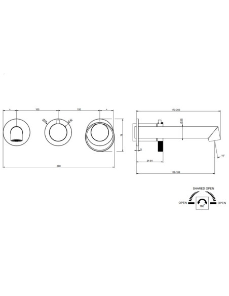 Miscelatore a parete vasca Gessi serie Anello cod.63342-54139 con parte incasso 2 vie - Kallea