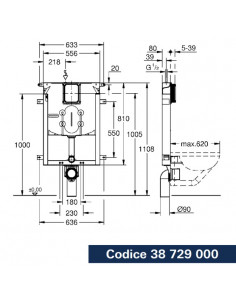 GROHE RICAMBIO - CANOTTO DI COLLEGAMENTO X CASSETTA SCARICO WC A PAVIMENTO  O A PARETE - 37103SH0