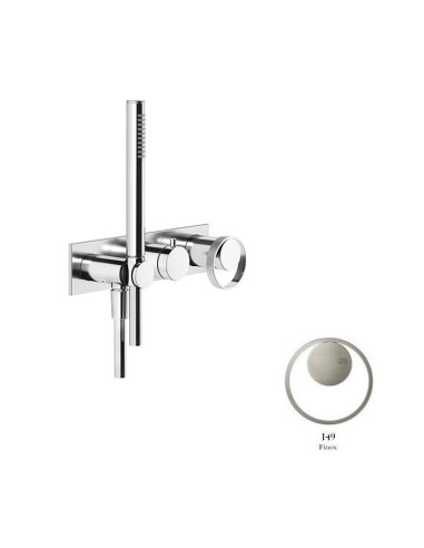 Miscelatore doccia Gessi a parete Serie Anello cod.63343 esterno doccia con deviatore presa acqua e supporto doccetta cod.541...