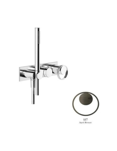 Miscelatore doccia Gessi a parete Serie Anello cod.63343 esterno doccia con deviatore presa acqua e supporto doccetta cod.541...