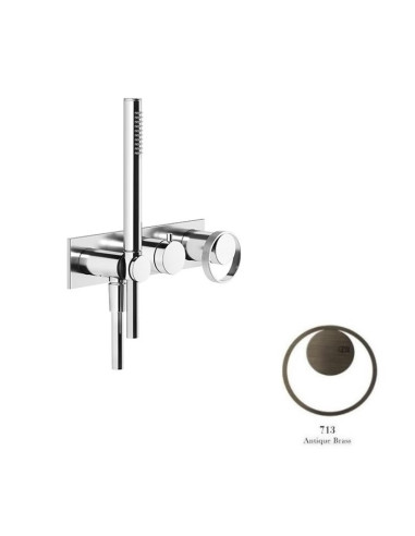 Miscelatore doccia Gessi a parete Serie Anello cod.63343 esterno doccia con deviatore presa acqua e supporto doccetta cod.541...