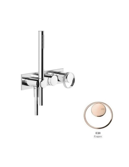 Miscelatore doccia Gessi a parete Serie Anello cod.63343 esterno doccia con deviatore presa acqua e supporto doccetta cod.541...