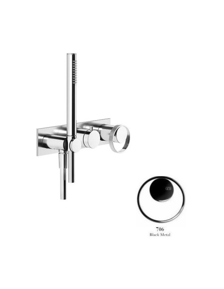 Miscelatore doccia Gessi a parete Serie Anello cod.63343 esterno doccia con deviatore presa acqua e supporto doccetta cod.541...