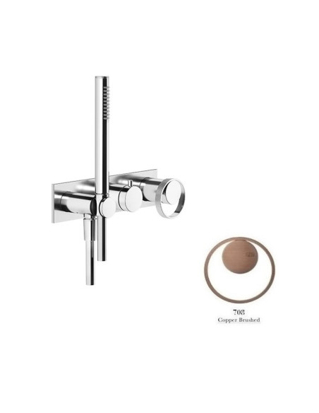 Miscelatore doccia Gessi a parete Serie Anello cod.63343 esterno doccia con deviatore presa acqua e supporto doccetta cod.541...