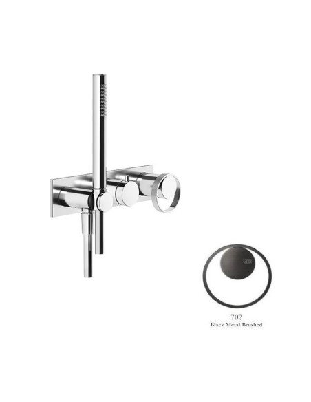 Miscelatore doccia Gessi a parete Serie Anello cod.63343 esterno doccia con deviatore presa acqua e supporto doccetta cod.541...