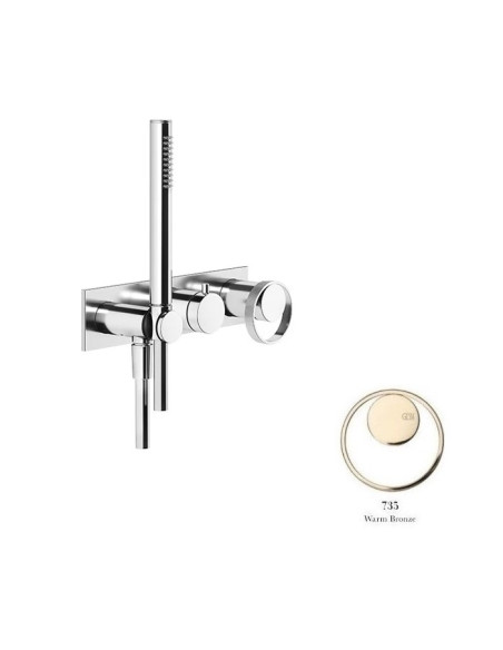 Miscelatore doccia Gessi a parete Serie Anello cod.63343 esterno doccia con deviatore presa acqua e supporto doccetta cod.541...