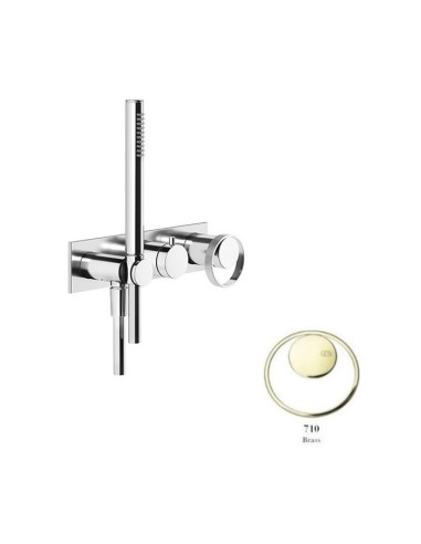 Miscelatore doccia Gessi a parete Serie Anello cod.63343 esterno doccia con deviatore presa acqua e supporto doccetta cod.541...