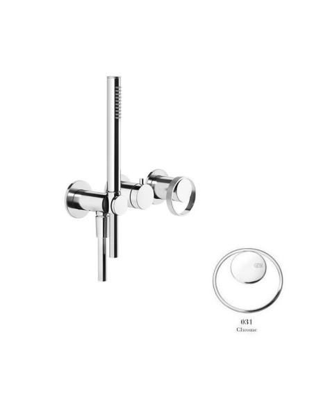 Miscelatore doccia Gessi a parete Serie Anello cod.63345 esterno doccia con deviatore presa acqua e supporto doccetta cod.541...