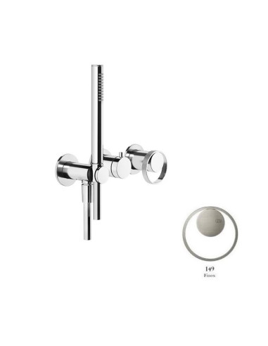 Miscelatore doccia Gessi a parete Serie Anello cod.63345 esterno doccia con deviatore presa acqua e supporto doccetta cod.541...