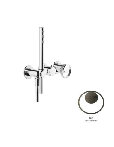 Miscelatore doccia Gessi a parete Serie Anello cod.63345 esterno doccia con deviatore presa acqua e supporto doccetta cod.541...