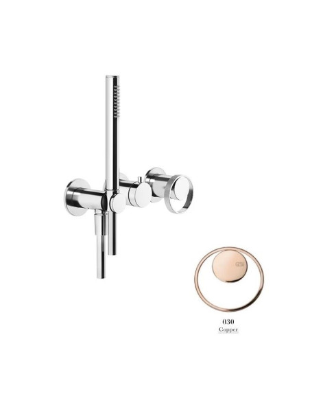 Miscelatore doccia Gessi a parete Serie Anello cod.63345 esterno doccia con deviatore presa acqua e supporto doccetta cod.541...