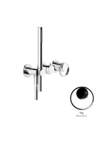 Miscelatore doccia Gessi a parete Serie Anello cod.63345 esterno doccia con deviatore presa acqua e supporto doccetta cod.541...