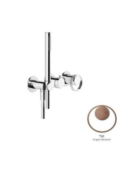 Miscelatore doccia Gessi a parete Serie Anello cod.63345 esterno doccia con deviatore presa acqua e supporto doccetta cod.541...