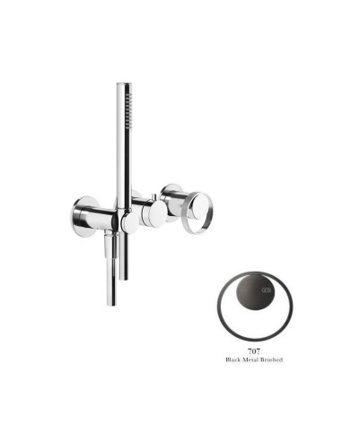 Miscelatore doccia Gessi a parete Serie Anello cod.63345 esterno doccia con deviatore presa acqua e supporto doccetta cod.541...