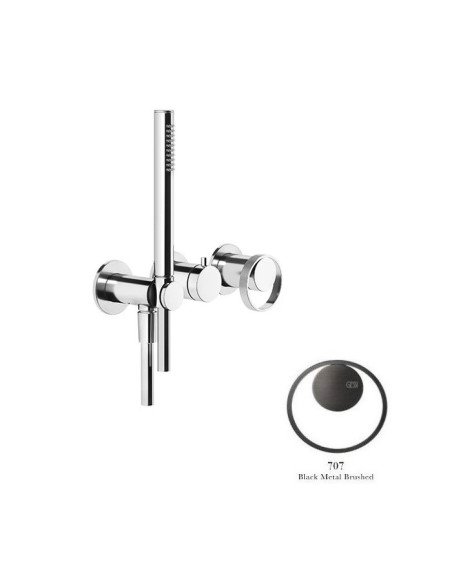 Miscelatore doccia Gessi a parete Serie Anello cod.63345 esterno doccia con deviatore presa acqua e supporto doccetta cod.541...