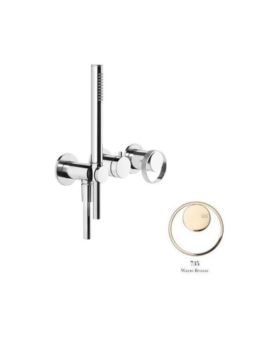 Miscelatore doccia Gessi a parete Serie Anello cod.63345 esterno doccia con deviatore presa acqua e supporto doccetta cod.541...