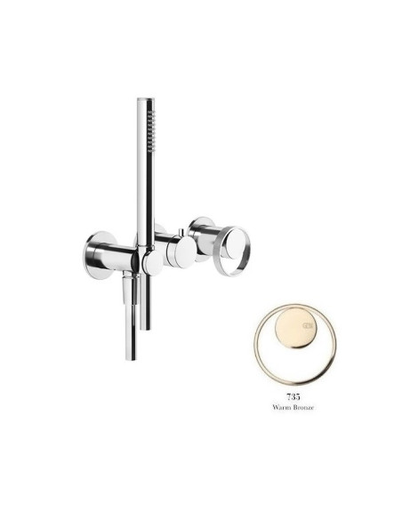 Miscelatore doccia Gessi a parete Serie Anello cod.63345 esterno doccia con deviatore presa acqua e supporto doccetta cod.541...