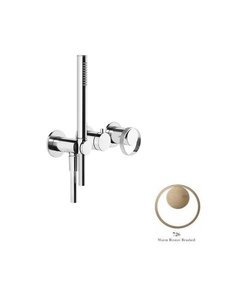 Miscelatore doccia Gessi a parete Serie Anello cod.63345 esterno doccia con deviatore presa acqua e supporto doccetta cod.541...