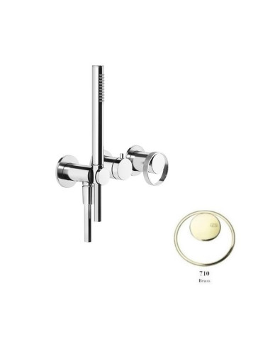 Miscelatore doccia Gessi a parete Serie Anello cod.63345 esterno doccia con deviatore presa acqua e supporto doccetta cod.541...