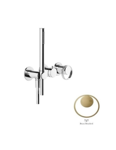 Miscelatore doccia Gessi a parete Serie Anello cod.63345 esterno doccia con deviatore presa acqua e supporto doccetta cod.541...