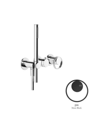 Miscelatore doccia Gessi a parete Serie Anello cod.63345 esterno doccia con deviatore presa acqua e supporto doccetta cod.541...