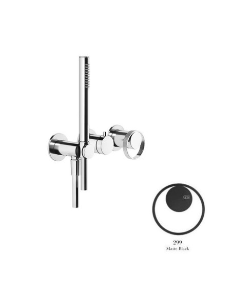 Miscelatore doccia Gessi a parete Serie Anello cod.63345 esterno doccia con deviatore presa acqua e supporto doccetta cod.541...