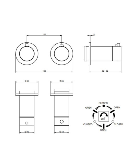 Miscelatore termostatico doccia Gessi cod.63335 parte esterna 3 vie cod.54169 parte incasso - Kallea