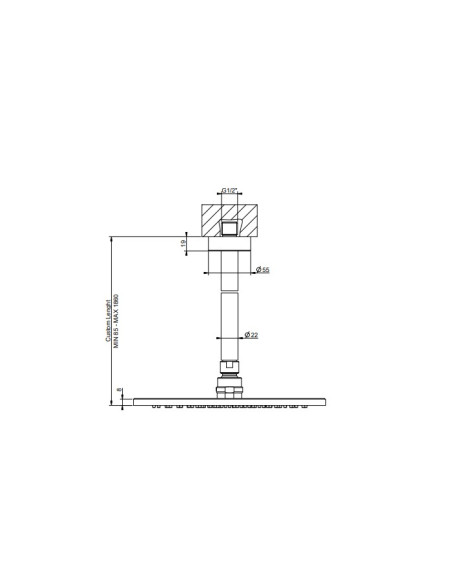 Soffione a soffitto Gessi altezza personalizzabile min.8,5- max186 cm Serie Anello cod.63350 - Kallea