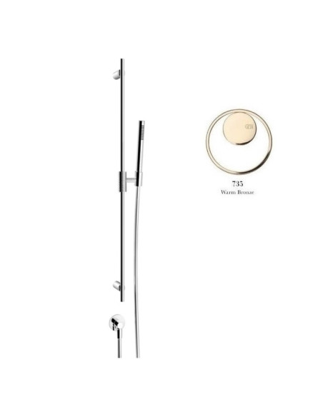 Asta Saliscendi Gessi serie Anello cod.63482 con presa acqua doccetta anticalcare flessibile 1,50 m - Kallea