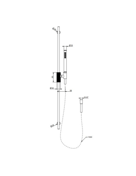 Asta Saliscendi Gessi serie Anello cod.63484 doccetta anticalcare flessibile 1,50 m - Kallea