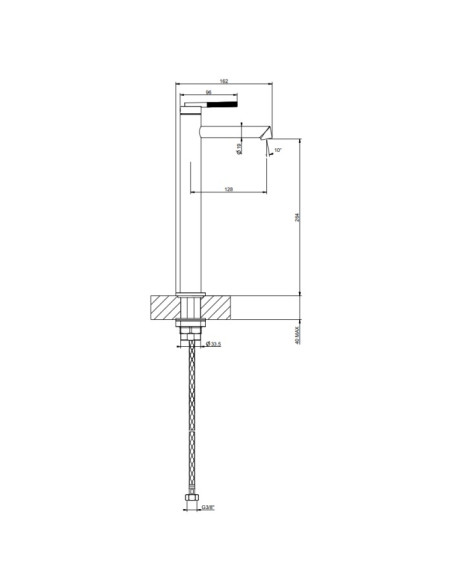 Miscelatore lavabo alto Gessi serie ingranaggio cod.63504 senza scarico con flessibile di collegamento - Kallea