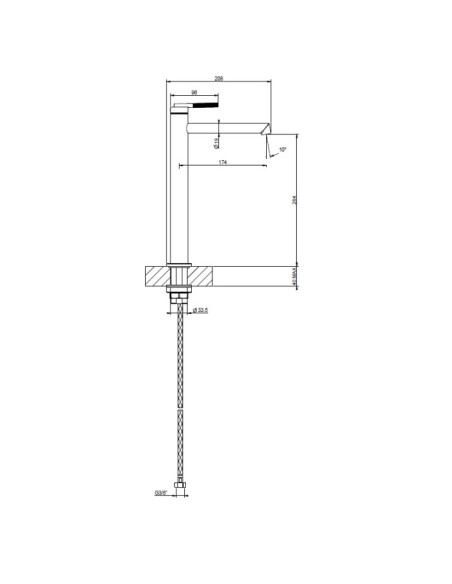 Miscelatore lavabo alto Gessi serie ingranaggio bocca lunga cod.63506 con flessibile di collegamento - Kallea