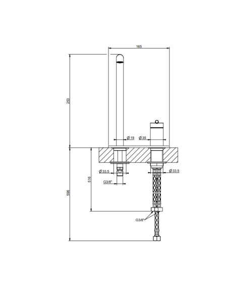 Miscelatore lavabo alto Gessi serie ingranaggio bocca lunga cod.63516 con scarico e flessibile di collegamento - Kallea